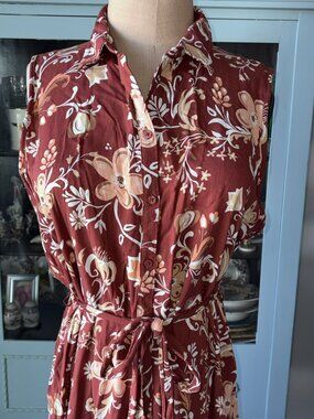 Croft & Barrow Maxi Shirtdress XL Sleeveless Floral Print